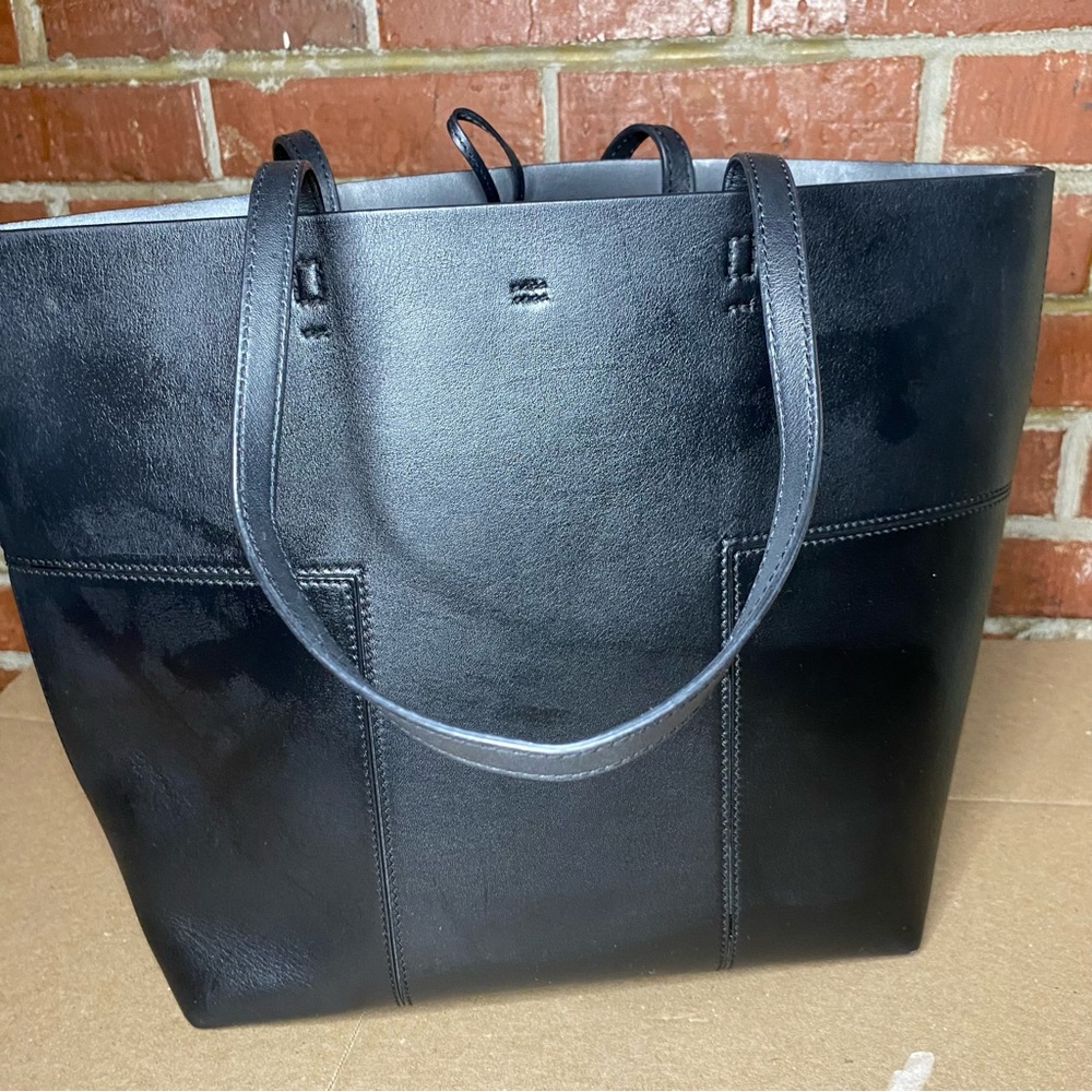 Tory Burch Block-T Leather Tote Bag Black - Picture 7 of 13